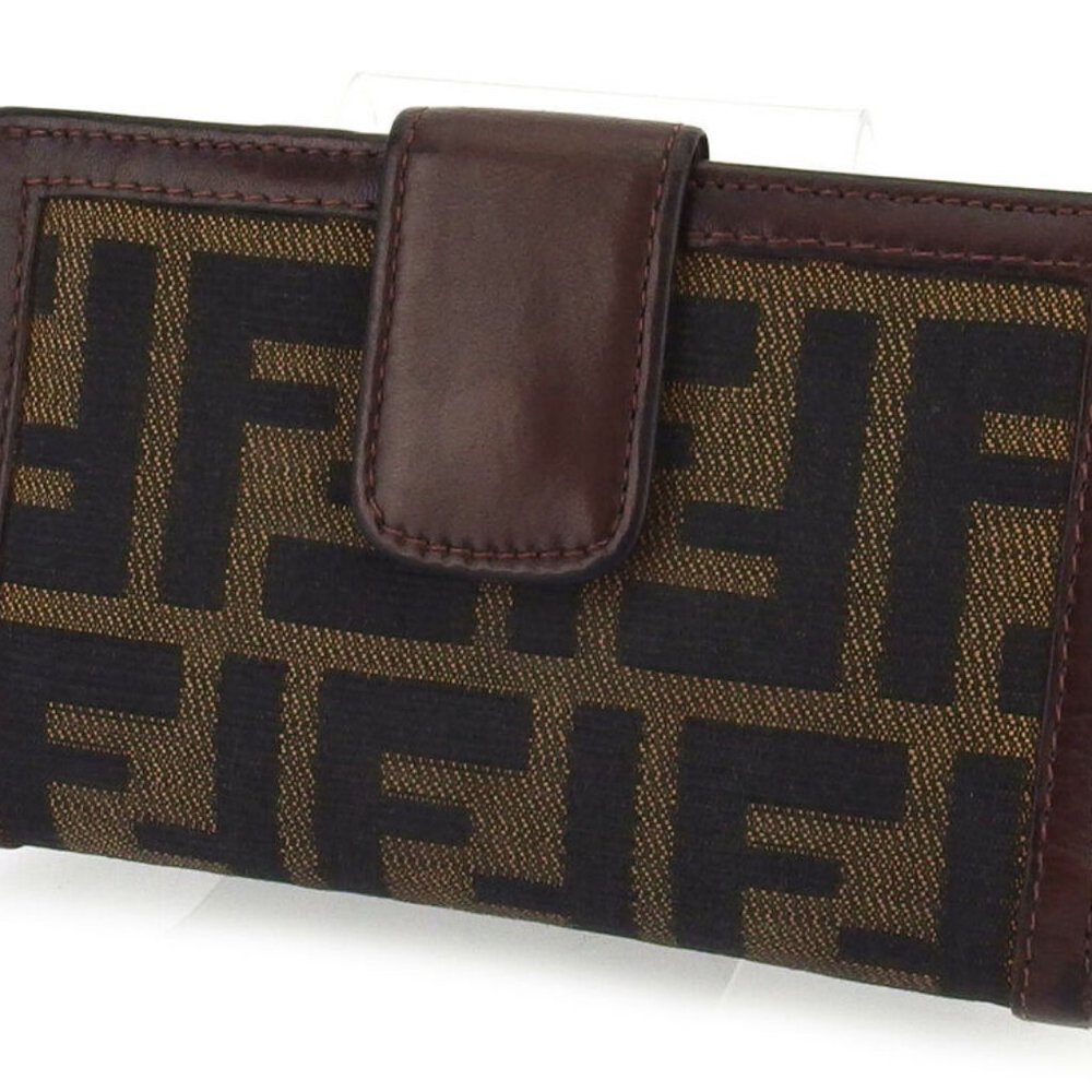 FENDI purses Zucca beige canvas ~ leather Authentic used